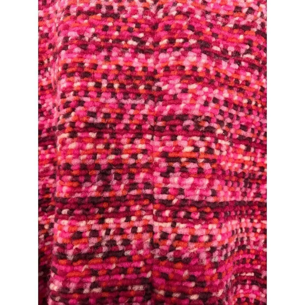 Hutch Kat Wrap Belted Boucle Coat Jacket in Pink Size S